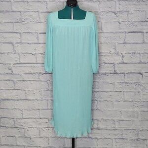 EDNA Eysen for Ellen Mitchell Womens Teal Green accordion pleated midi dress M